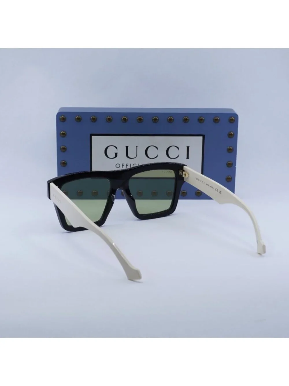 Gucci GG0962S 004 Square Sunglasses - Black White / Green